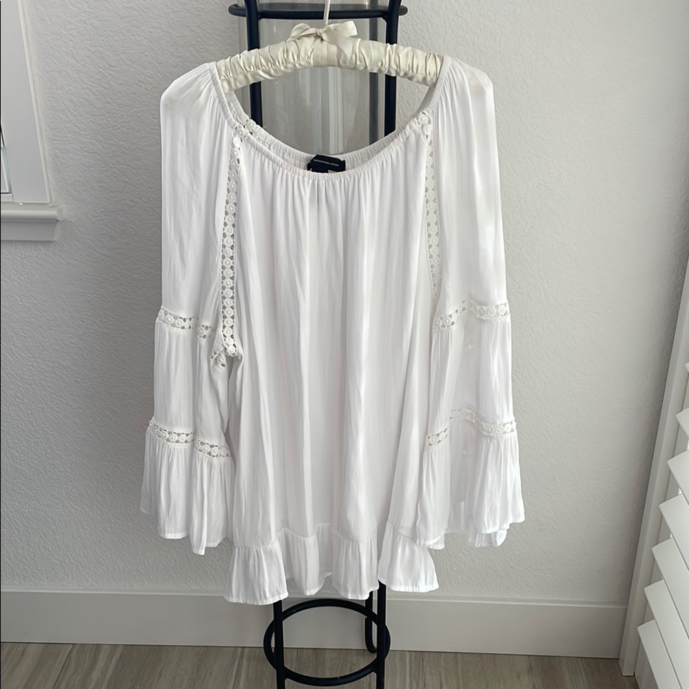INC International Concepts White Peasant Blouse